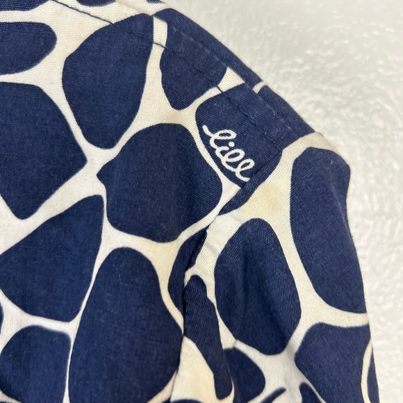 Lilly Pulitzer Dade Shirt Dress 12 Blue White Animal Print Short Sleeve Flaw - Picture 11 of 13